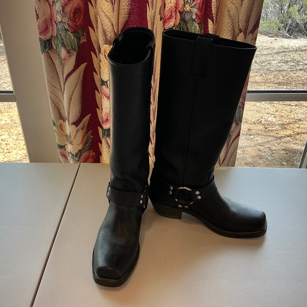 Tall black Frye 15R harness boot